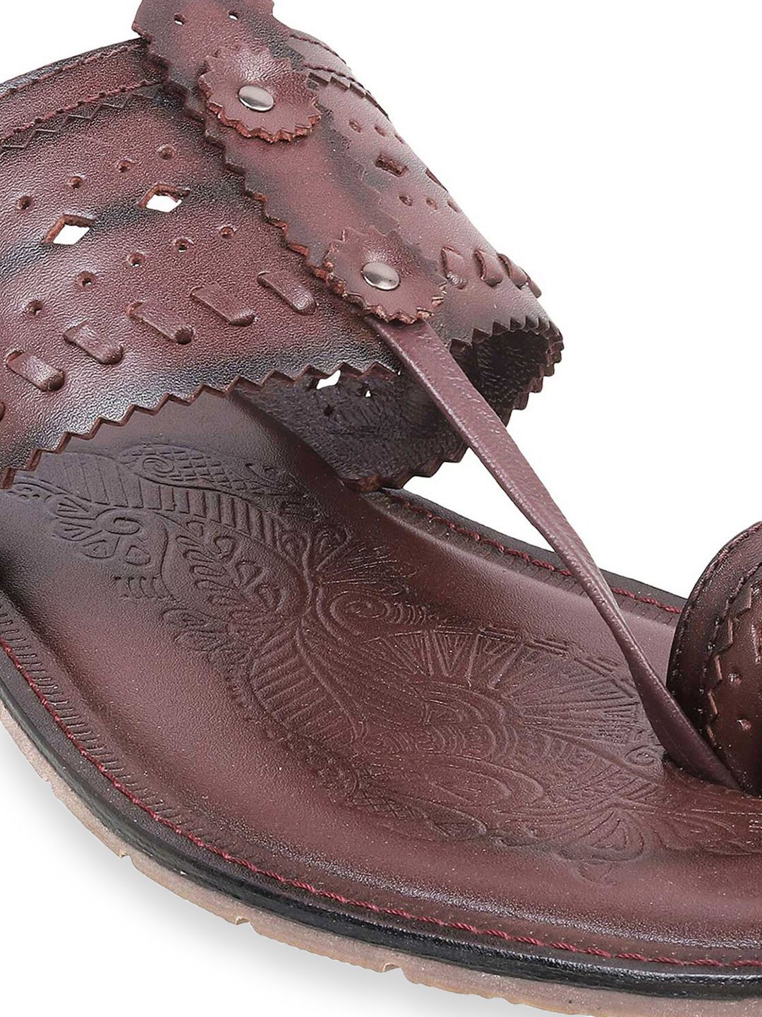 Metro Men Maroon Leather Comfort Sandals