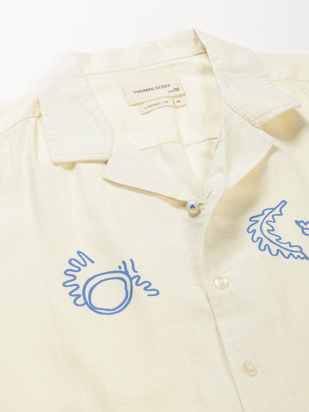 Thomas Scott Premium Conversational Printed Cuban Collar Cotton Casual Shirt