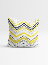 STITCHNEST Yellow & Off White Set of 5 Geometric Printed Square Cushion Covers