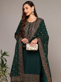 KALINI Floral Embroidered Regular Thread Work Kurta with Trousers & With Dupatta