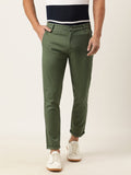 The Indian Garage Co Men Olive Green Slim Fit Solid Chinos