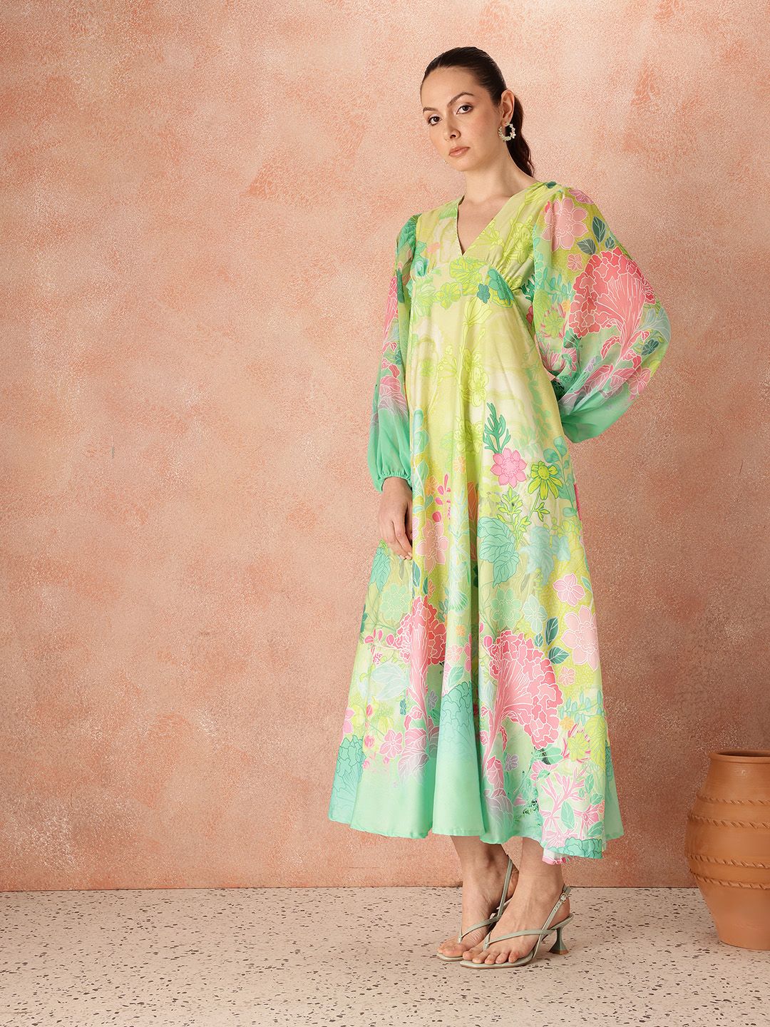 all about you Floral Printed Empire Dress