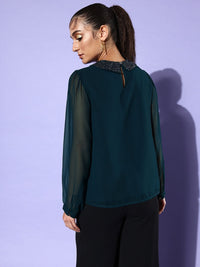 QUIERO Puff Sleeve Georgette Top