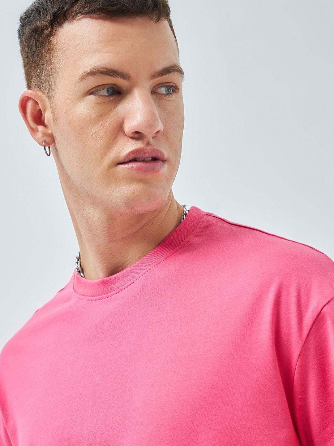 Bewakoof Round Neck Short Drop Shoulder Sleeves Cotton Oversized T-shirt