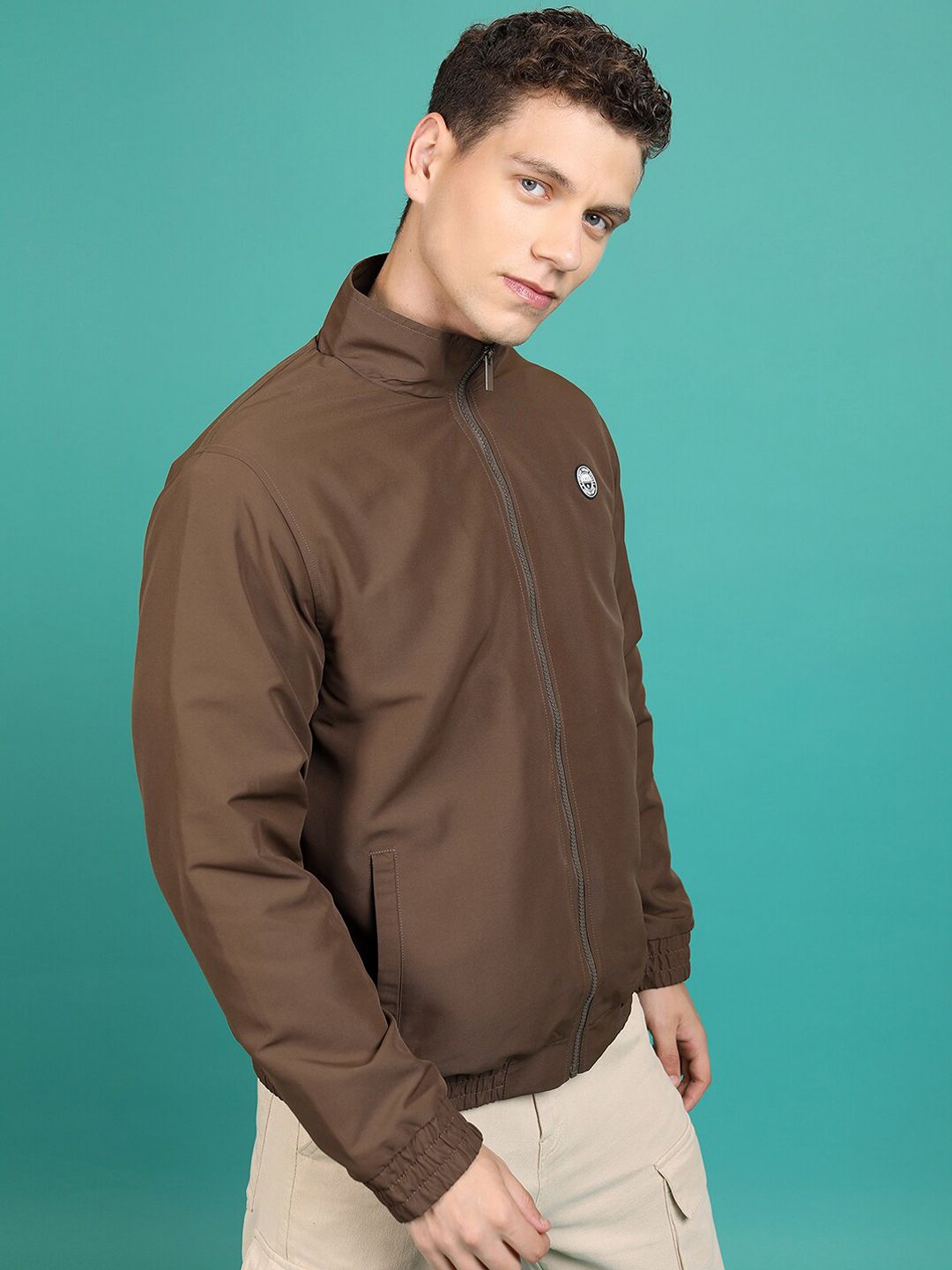 HIGHLANDER Mock Collar Long Sleeves Bomber Jacket