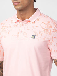 SPYKAR Men Floral Printed Polo Collar Slim Fit Cotton T-shirt