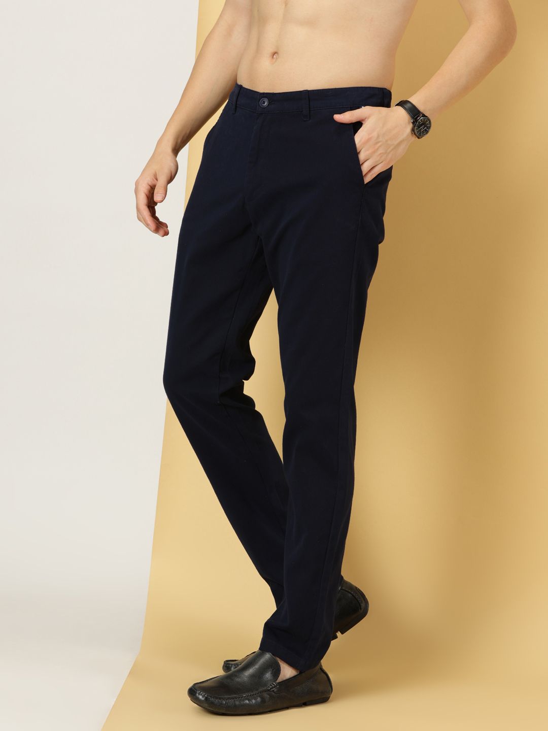 Thomas Scott Men Smart Slim Fit Pure Cotton Mid-Rise Chinos Trousers