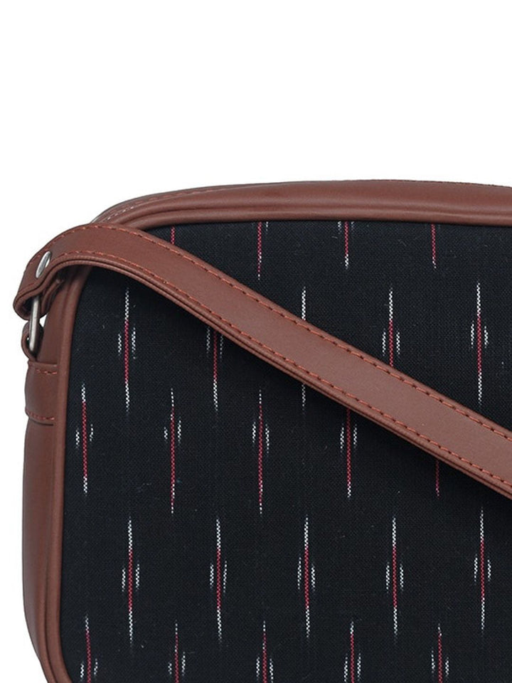 ZOUK Black Printed Structured Sling Bag