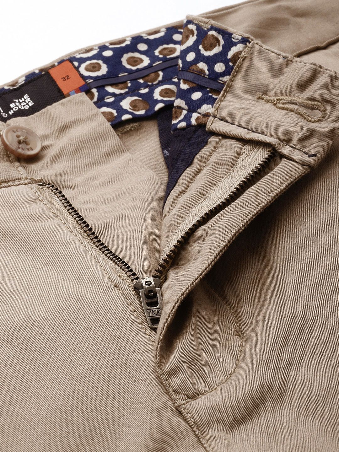 THE BEAR HOUSE Tapered Fit Cotton Chinos Trousers