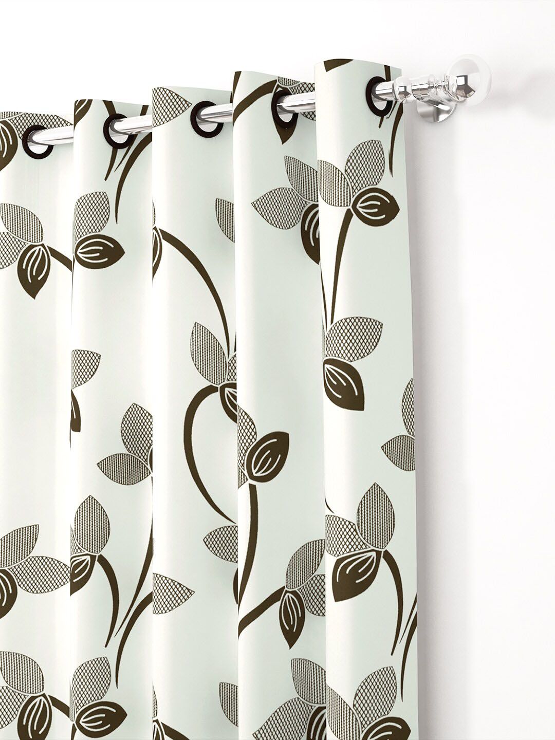Story@home Nature White & Grey Set of 2 Floral Door Curtains