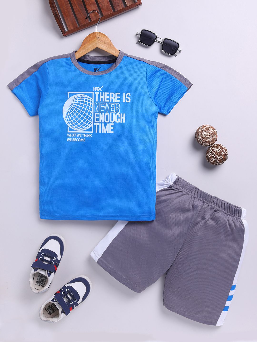 HRX by Hrithik Roshan Boys Printed Rapid Dry T-shirt with Shorts