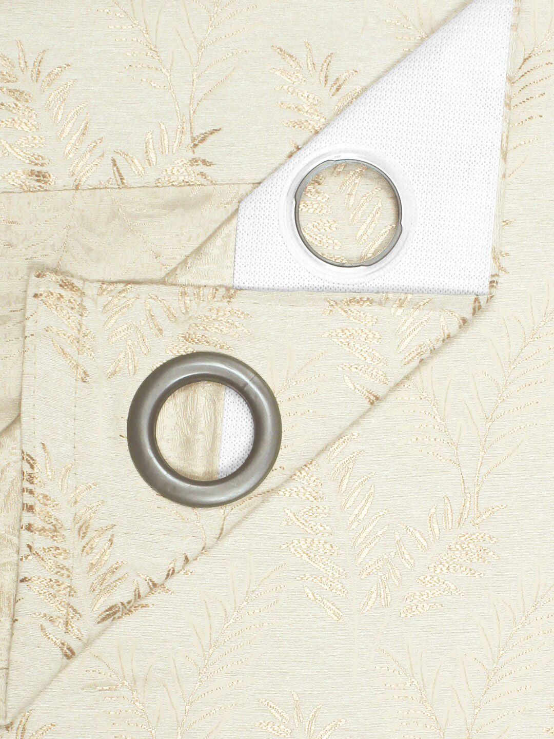 Story@home Cream-Coloured Set of 2 Floral Room Darkening Door Curtain