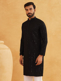 SOJANYA Kurta Kapas Tulen Berpayet Kolar Mandarin