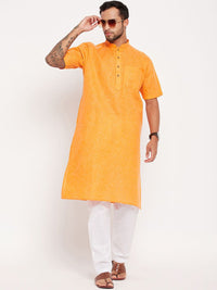 VASTRAMAY Short Sleeves Mandarin Collar Straight Kurta