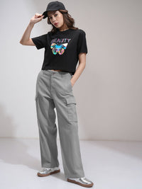 Tokyo Talkies Women Solid Straight FIt Cargo Pants