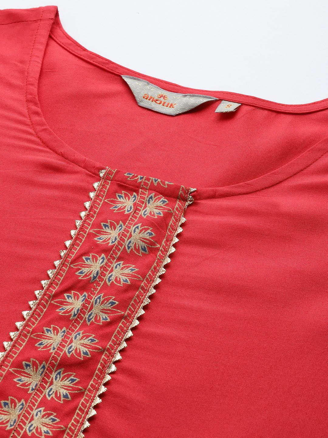 Anouk Floral Yoke Design Straight Kurta