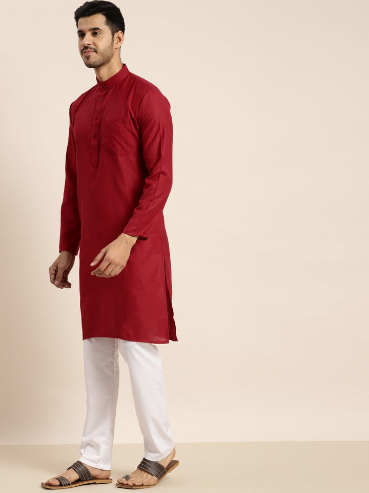 Anug by SOJANYA Men Red Solid Kurta