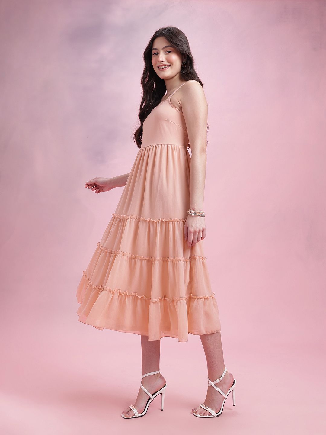 DressBerry Ruffled Fit & Flare Midi Dress