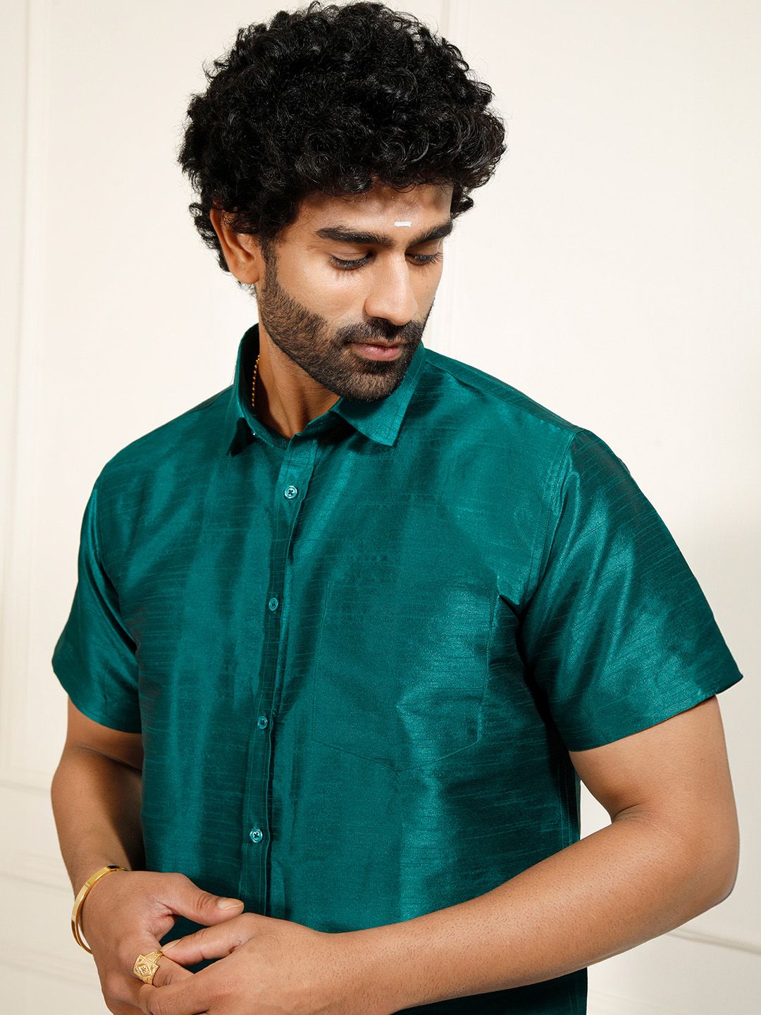 VASTRAMAY Premium Spread Collar Casual Shirt