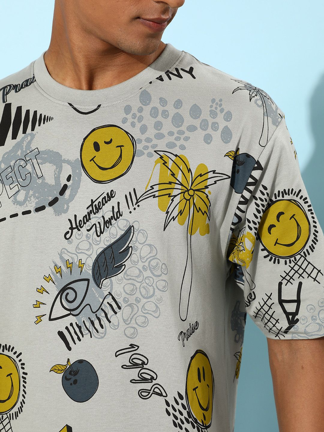 Difference of Opinion Men Printed Pure Cotton Oversize T-shirt