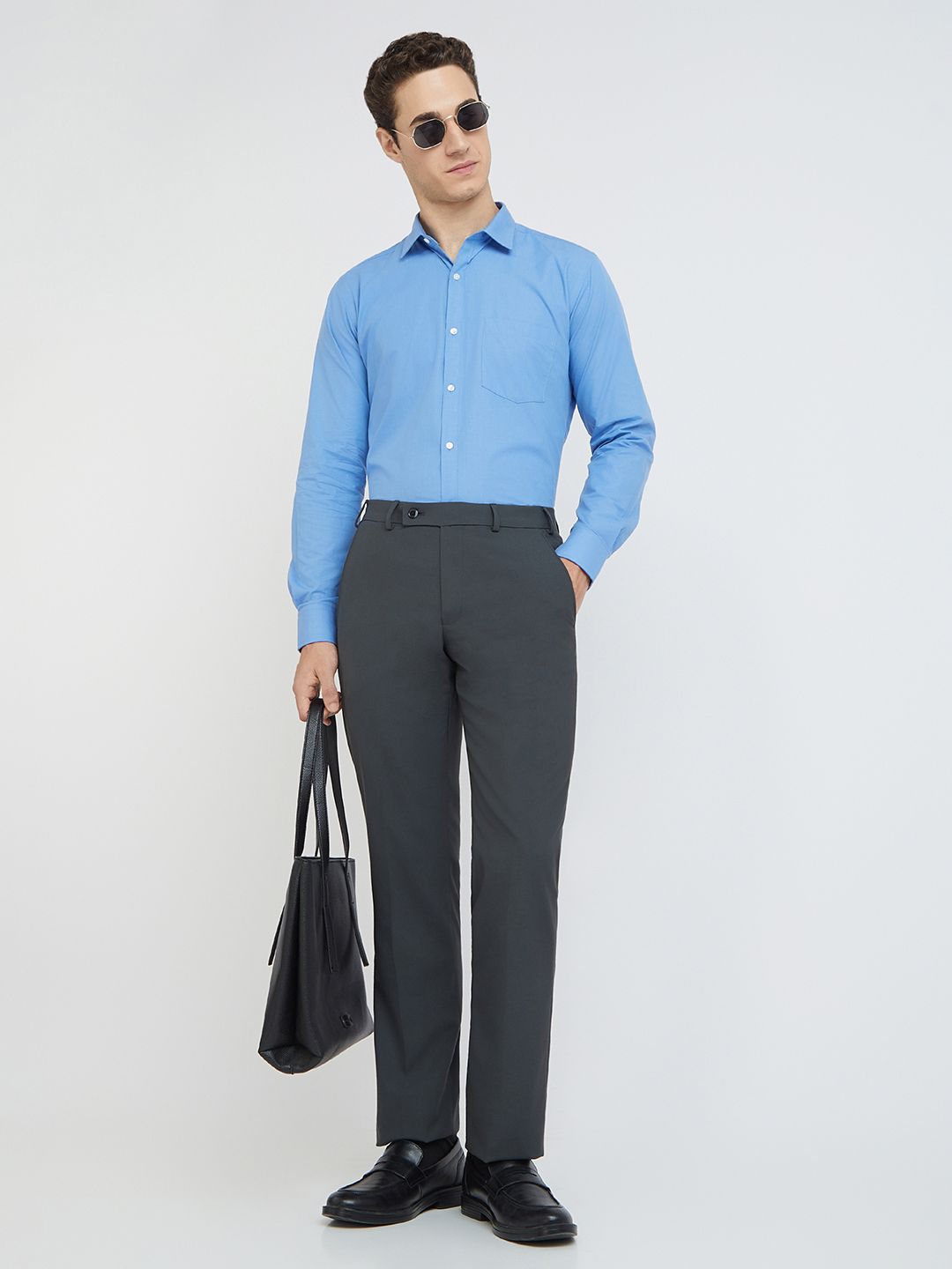 Park Avenue Men Mid-Rise Checked Smart Trousers