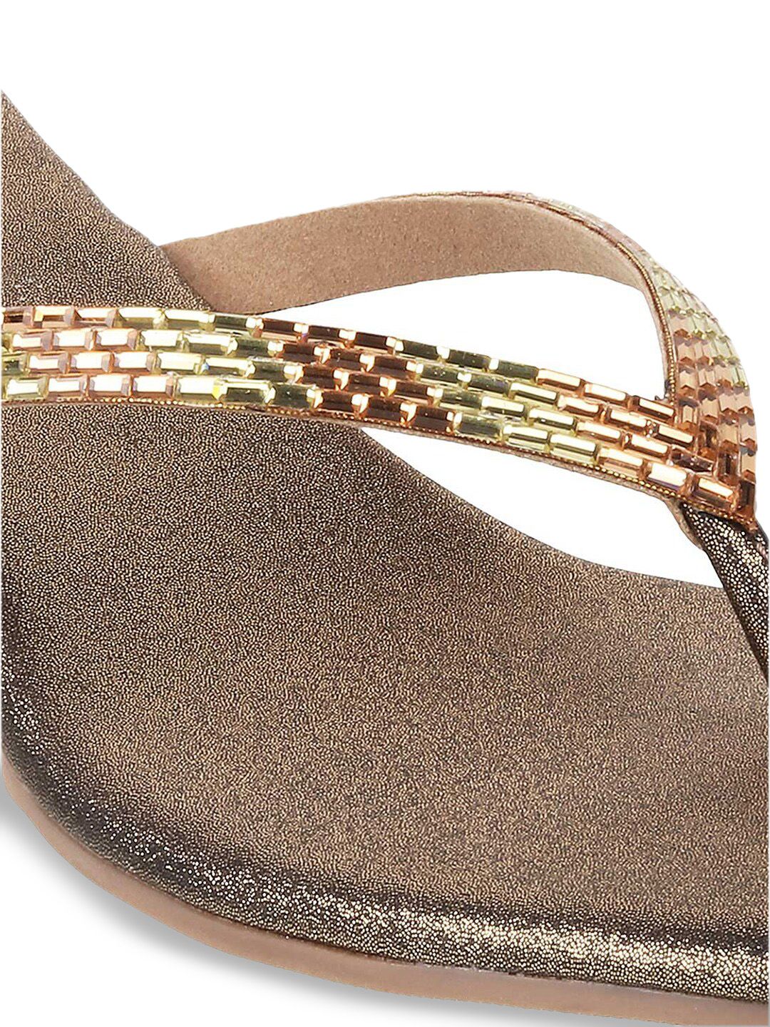 Mochi Gold-Toned Wedge Open Toe Heels