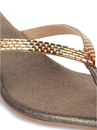 Mochi Gold-Toned Wedge Open Toe Heels