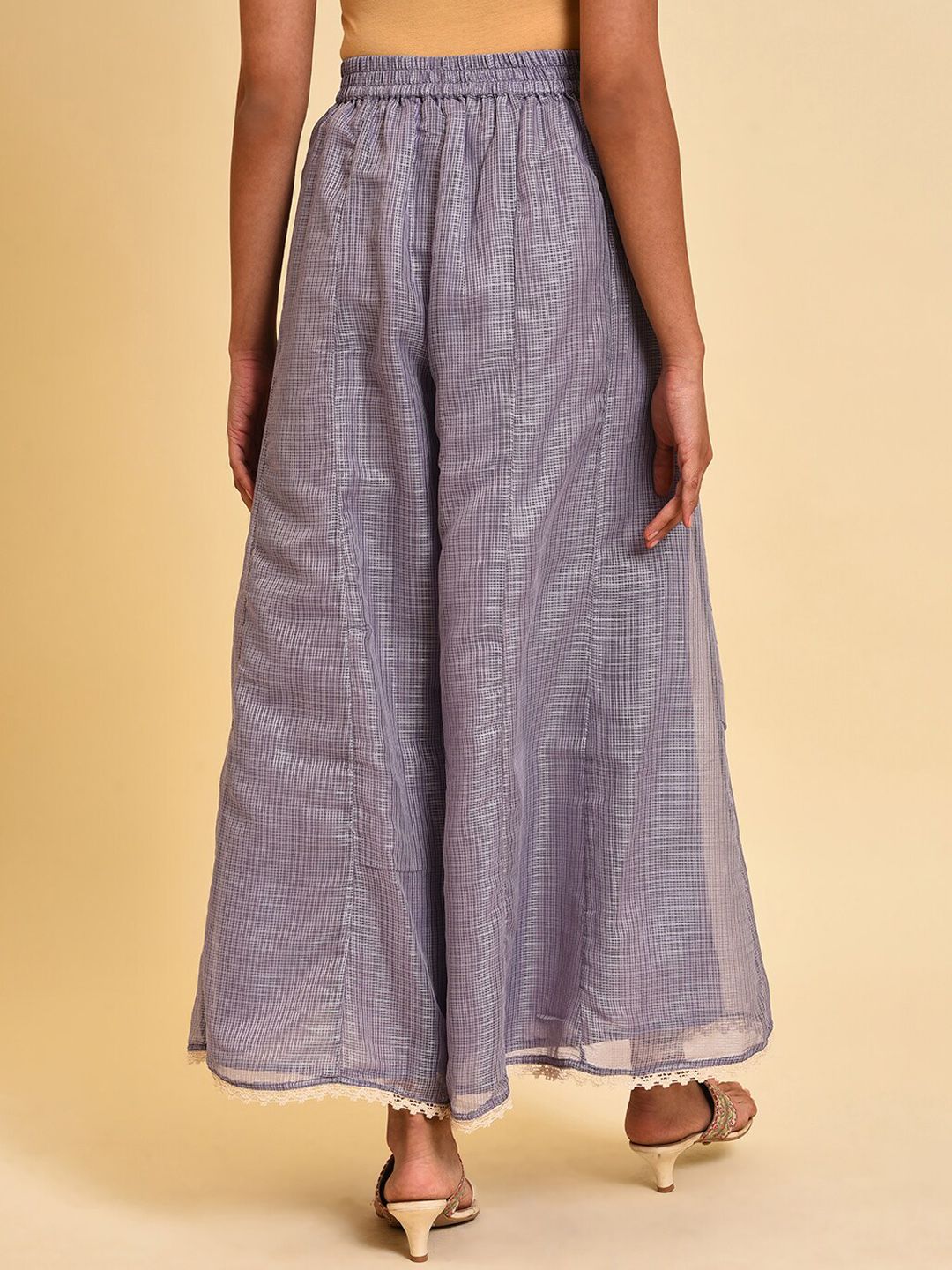W Women Checked Ethnic Palazzos