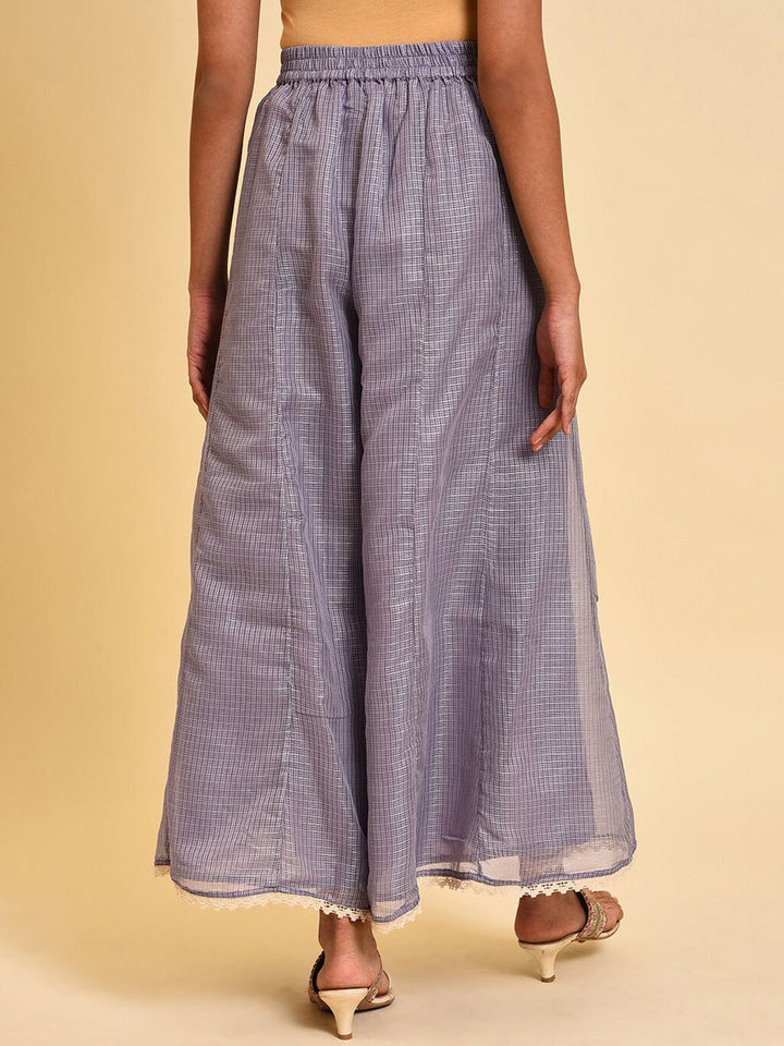 W Women Checked Ethnic Palazzos