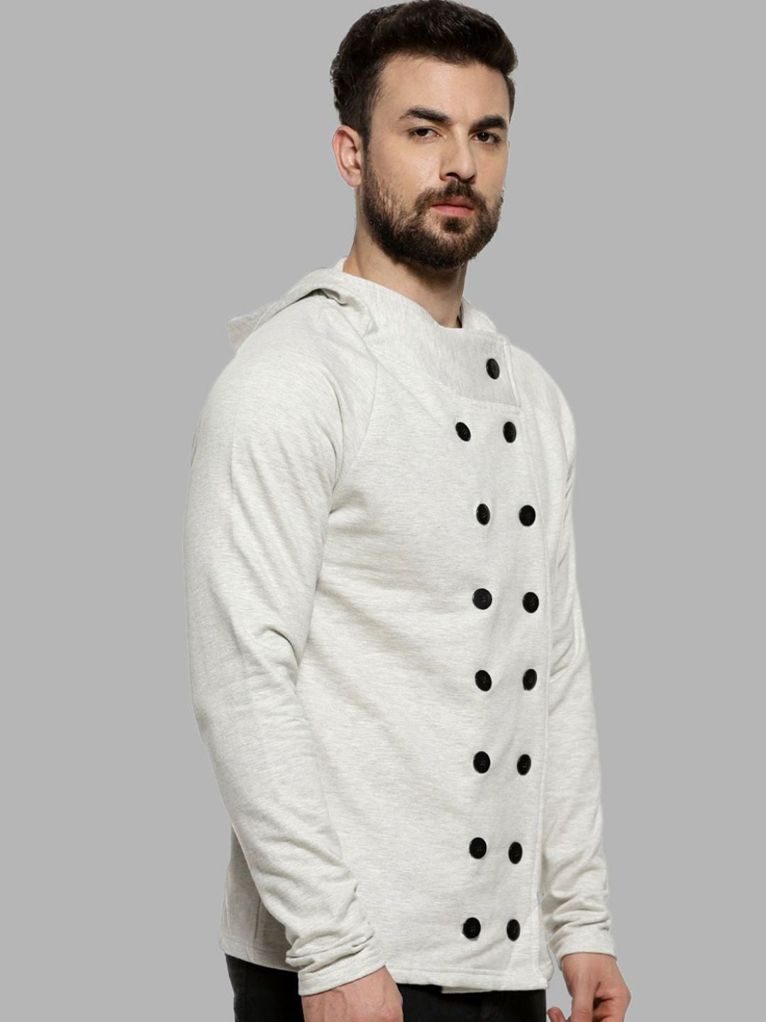 Campus Sutra Men Cream-Coloured Windcheater Outdoor Open Front Jacket