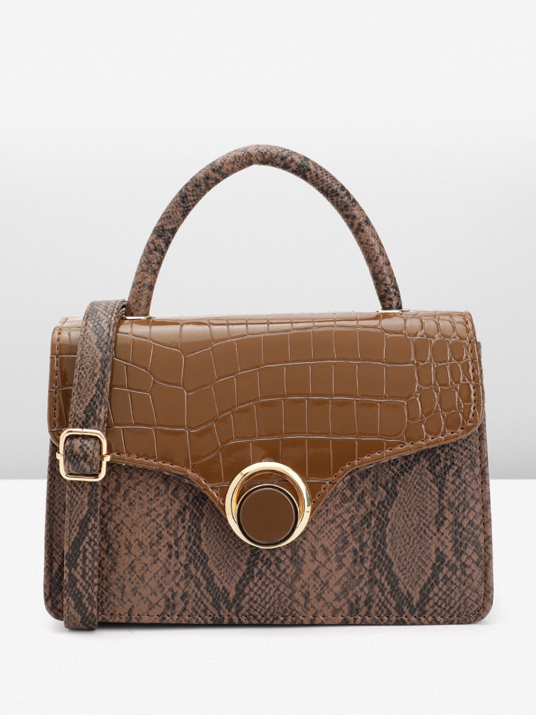 DressBerry Snake Skin Textured Satchel
