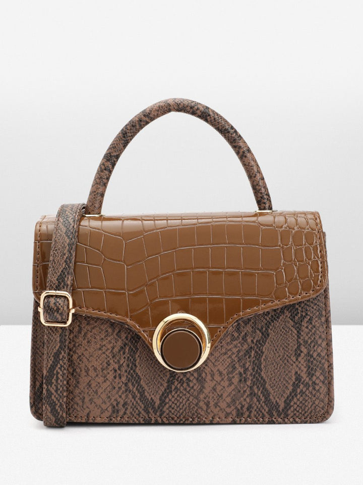 DressBerry Snake Skin Textured Satchel