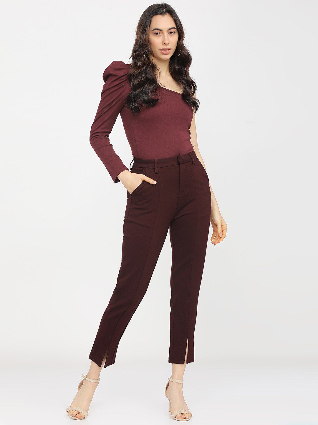 CHIC BY TOKYO TALKIES Women Purple Slim Fit Trousers
