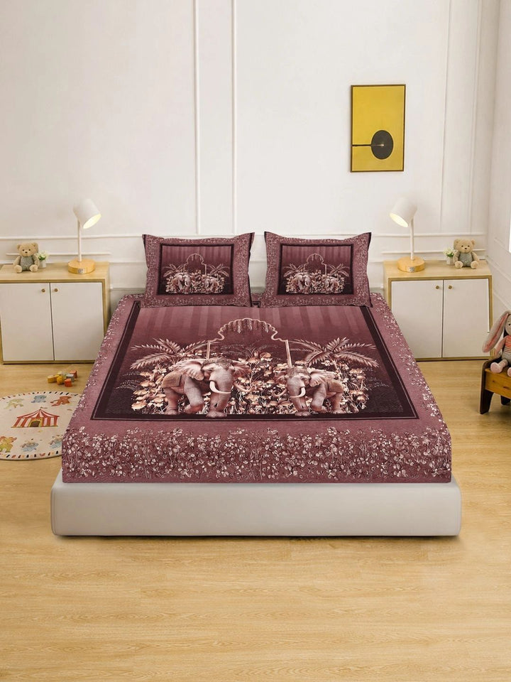 KLOTTHE Rust 400 TC King Bedsheet with 2 Pillow Covers