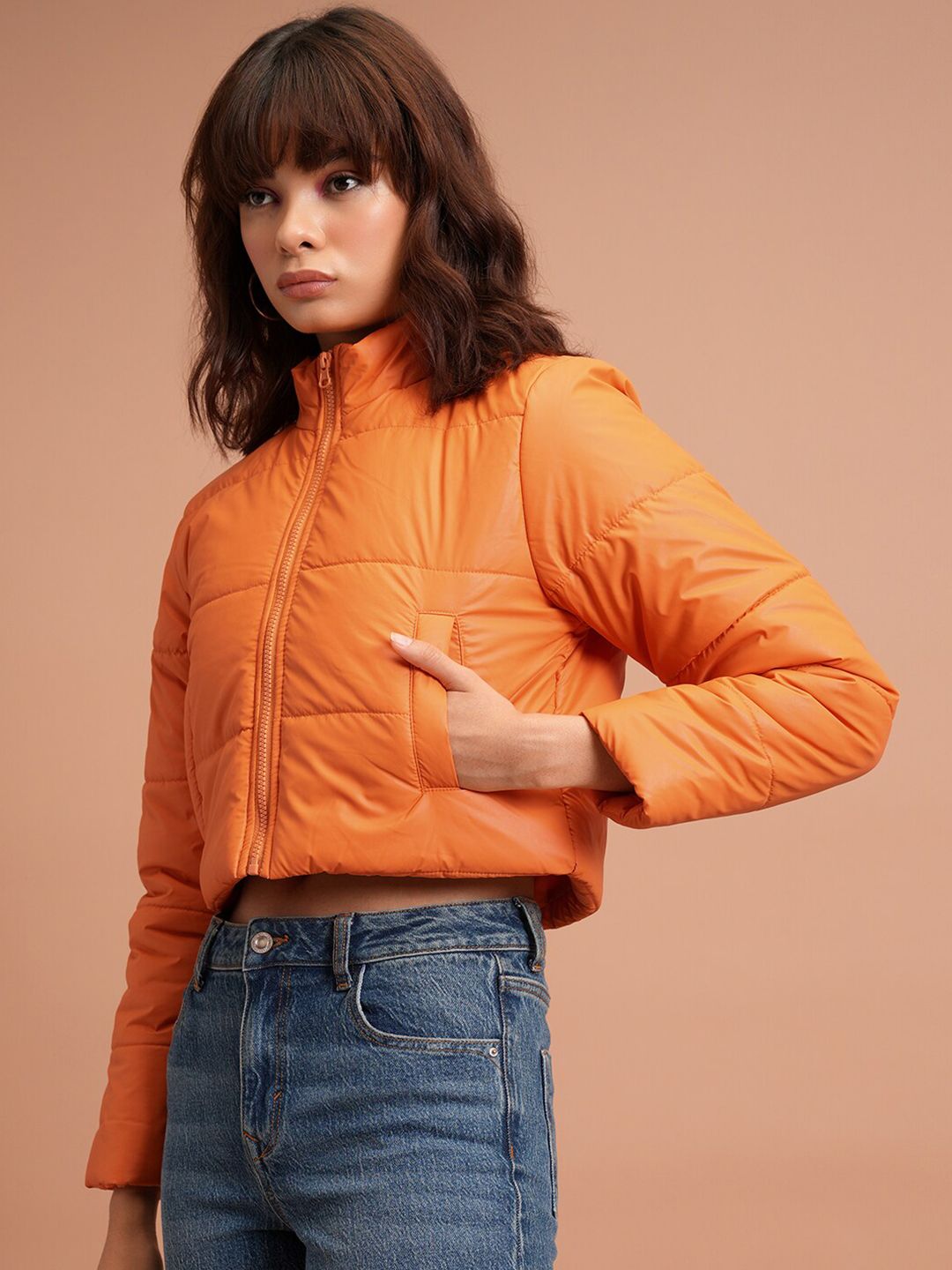 Tokyo Talkies Orange Crop Padded Jacket