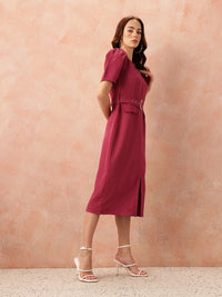 all about you Belted Sheath Midi Dress