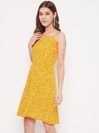 Berrylush Women Yellow Printed A-Line Dress