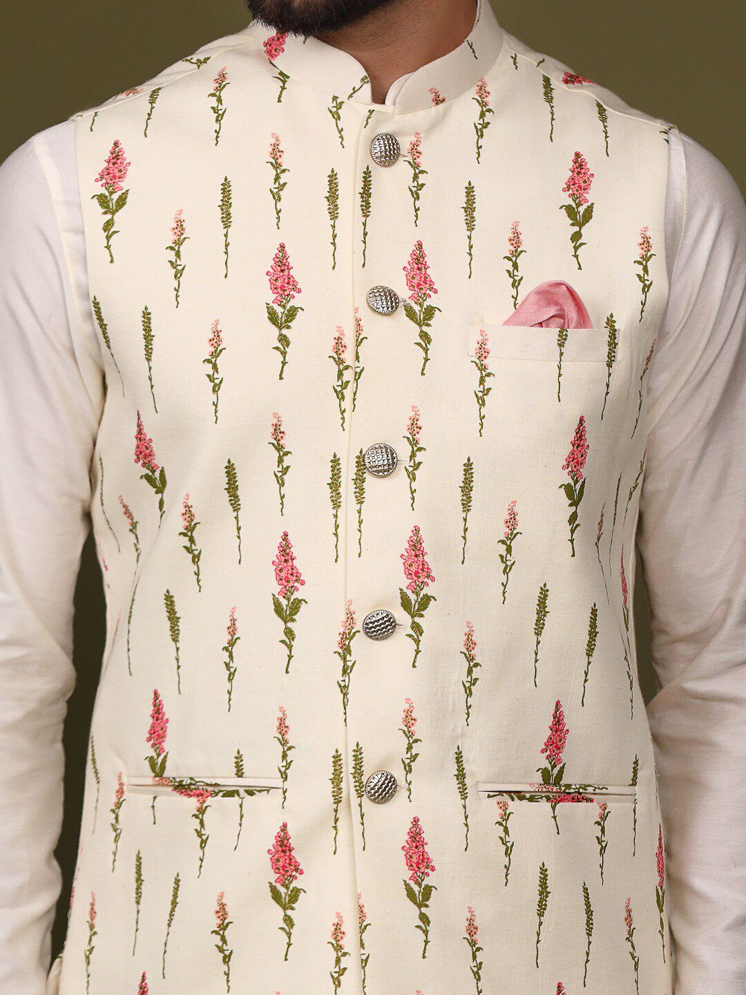 KISAH Men Printed Nehru Jacket