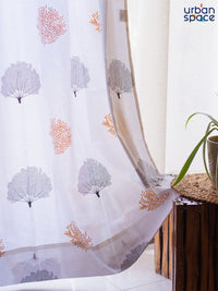 URBAN SPACE White & Brown 2 Pieces Quirky Printed Cotton Long Door Curtains