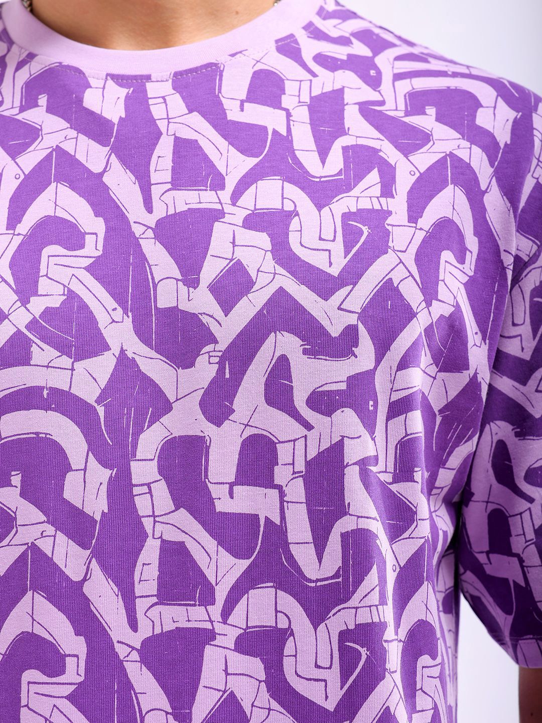 The Indian Garage Co Men All Over Printed Boxy Oversized Round Neck T-shirt