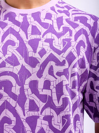 The Indian Garage Co Men All Over Printed Boxy Oversized Round Neck T-shirt