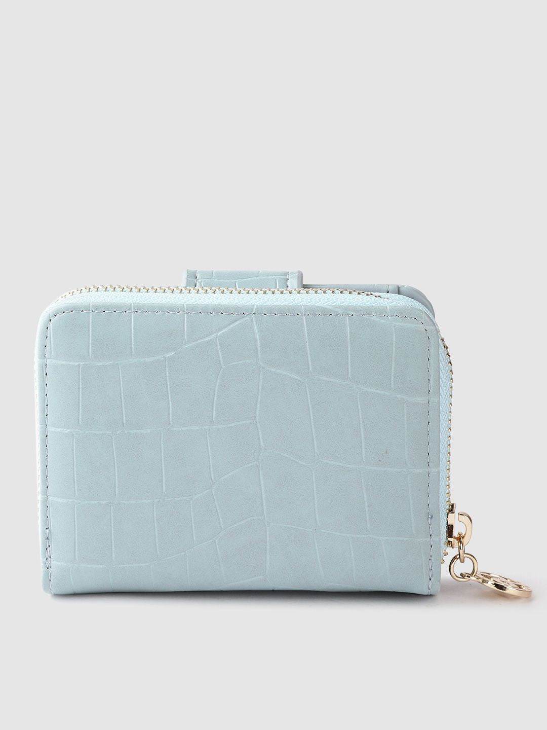 Lino Perros Women Blue Croc Textured Two Fold Wallet