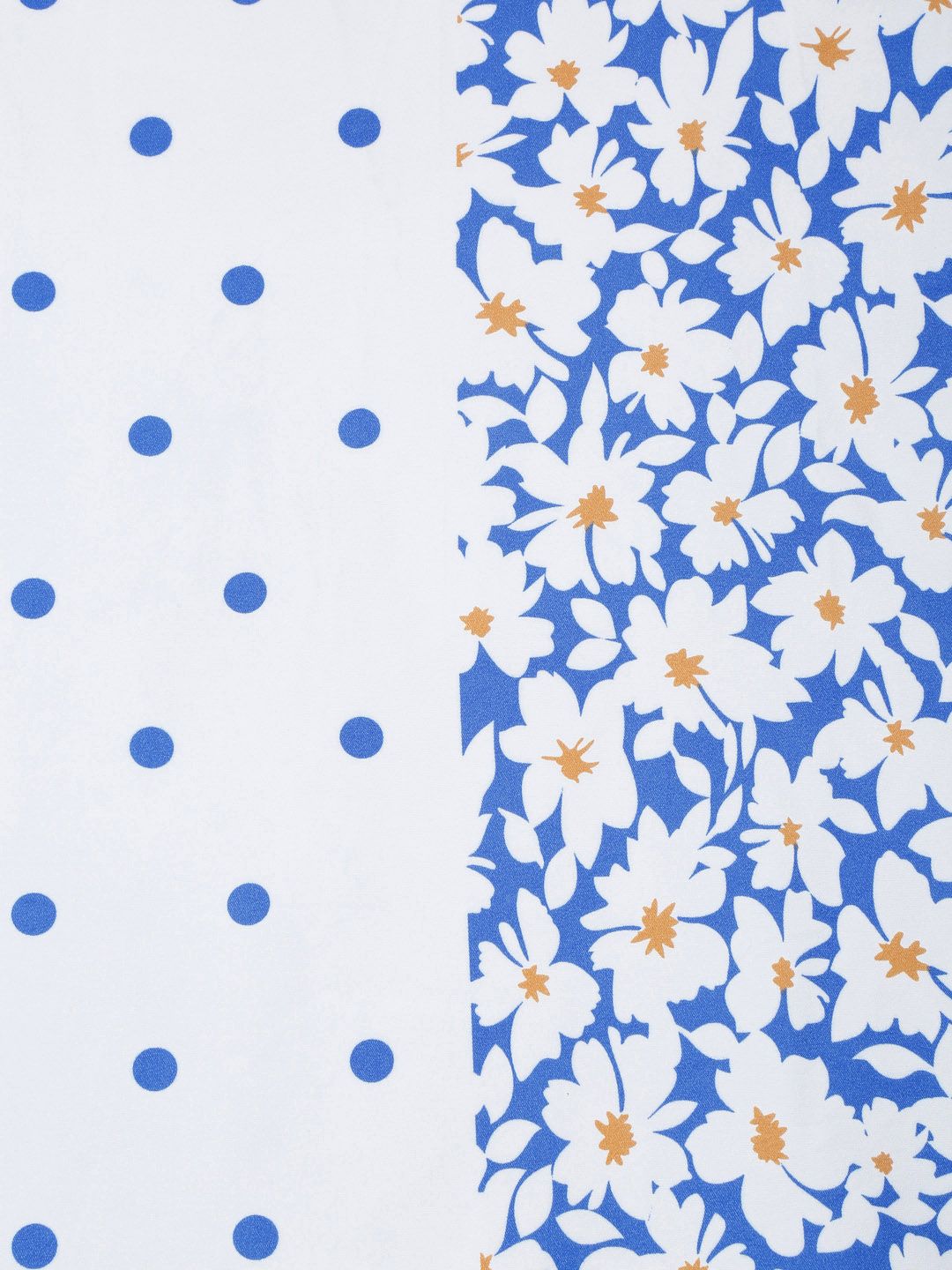 KLOTTHE Blue Floral Polycotton Dotted 300 TC Fitted King Cadar Tempat Tidur Halus dengan 2 Sarung Bantal-98 x 87 inci