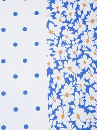KLOTTHE Blue Floral Polycotton Dotted 300 TC Fitted King Cadar Tempat Tidur Halus dengan 2 Sarung Bantal-98 x 87 inci