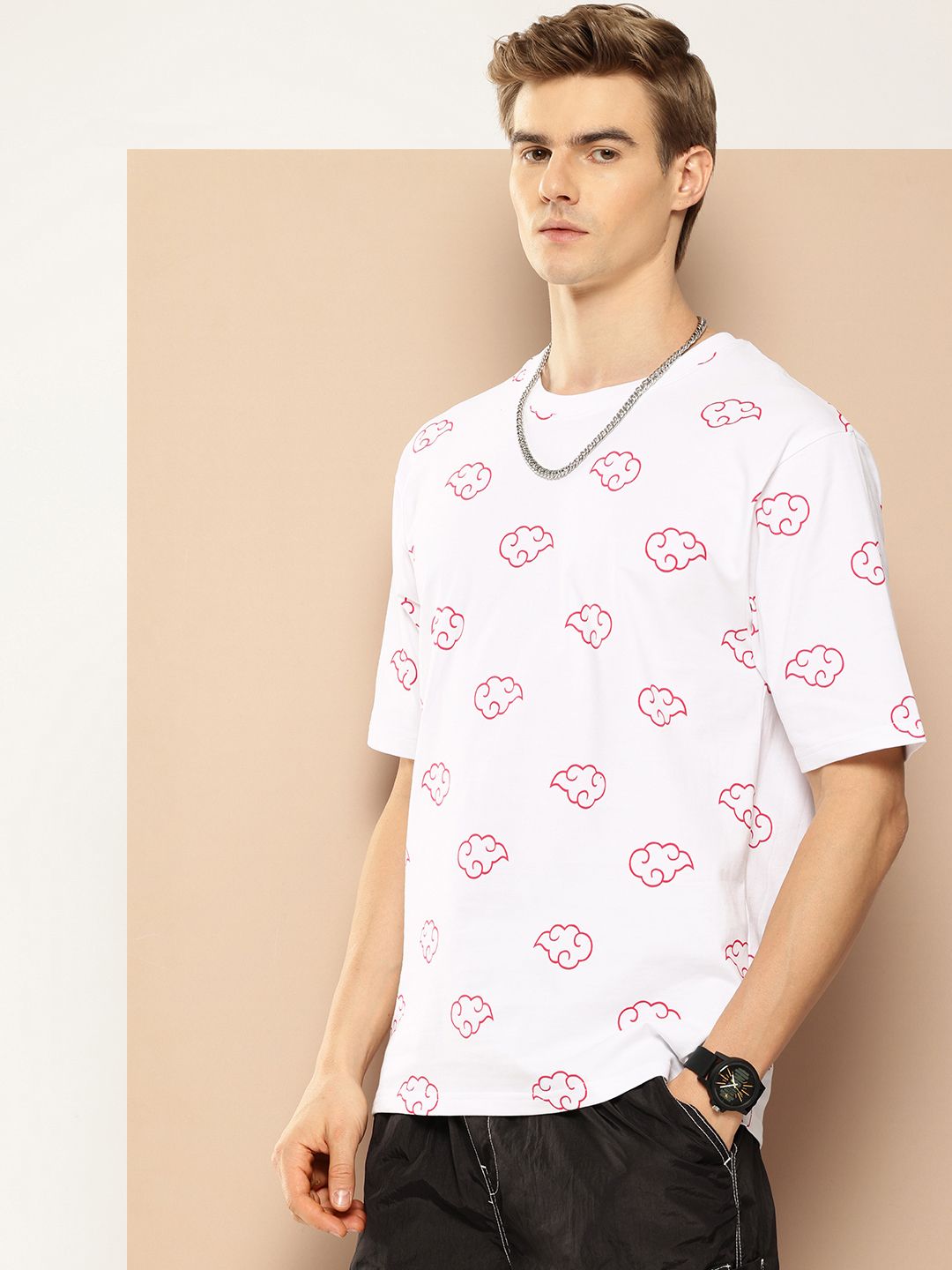 Difference of Opinion Men Printed Drop-Shoulder Sleeves Oversized Pure Cotton T-shirt