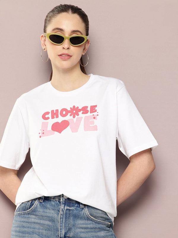 DILLINGER Women Typography Printed Drop-Shoulder Sleeves Oversized Pure Cotton T-shirt