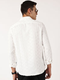 Thomas Scott Men Premium Fit Spread Collar Textured Casual Shirt