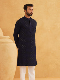 SOJANYA Kurta Lurus Labuci Sulam Geometrik Kapas Tulen