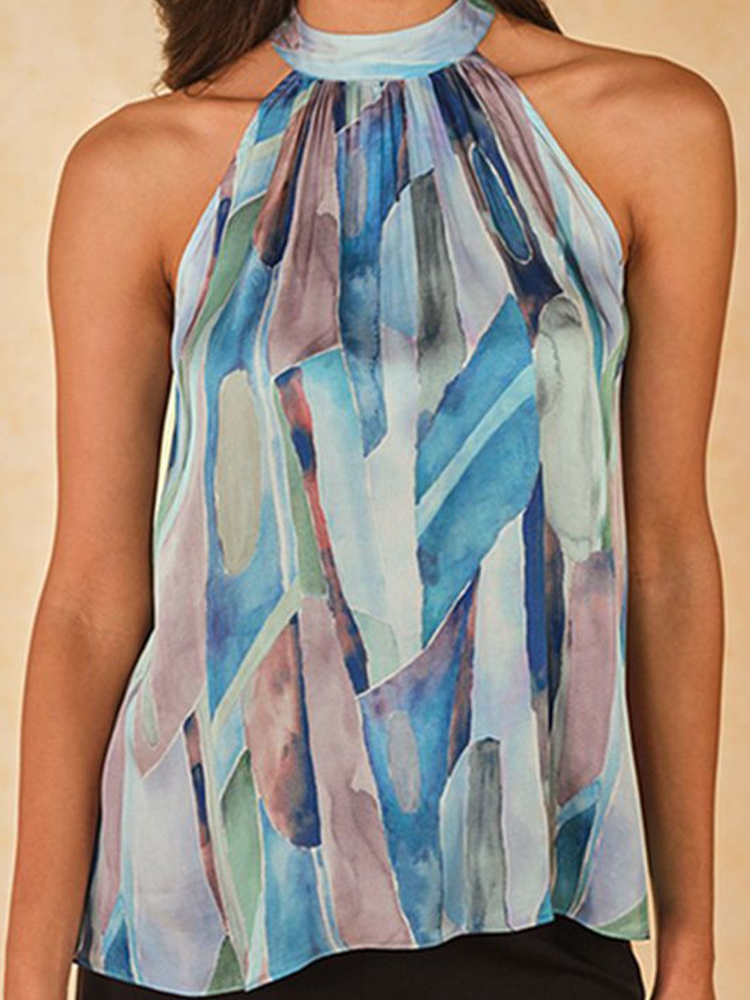 AND Women Abstract Printed Halter Neck Top