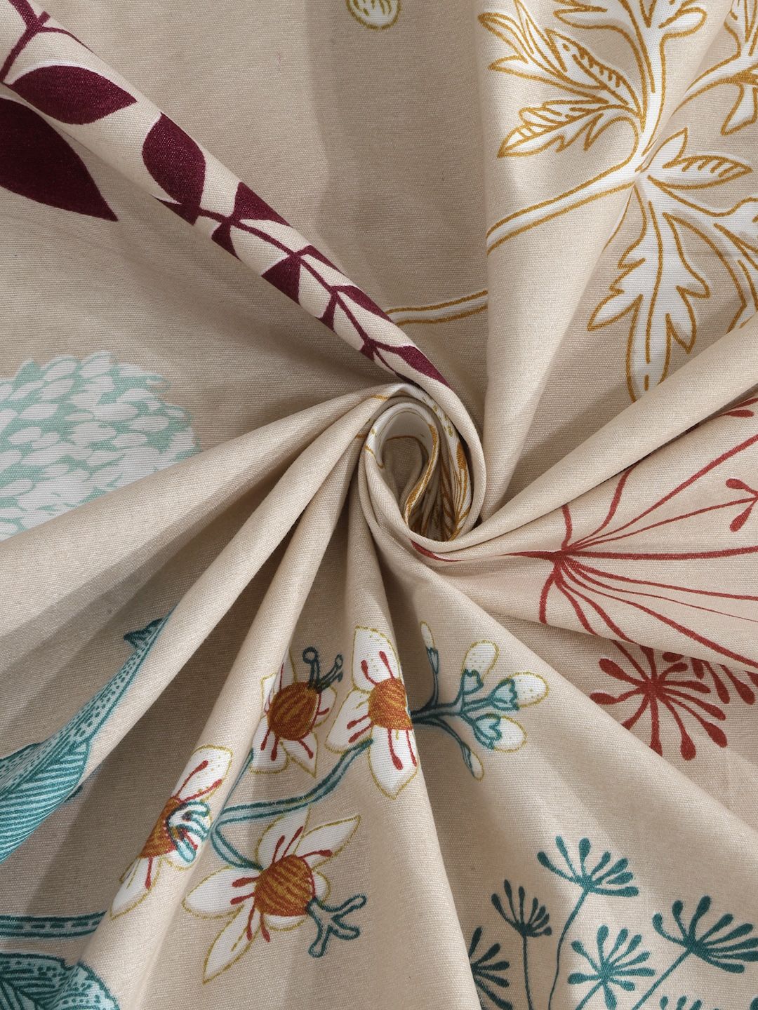 KLOTTHE Grey Floral Cotton 300 TC Fitted King Superfine Bedsheet dengan 2 Sarung Bantal-98 x 89 inci